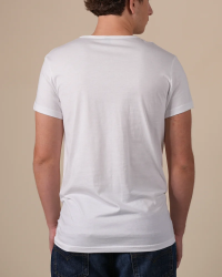 Alan Red James white men's T-shirt worn, back view