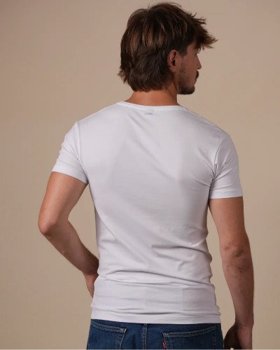 Alan Red NOV white men's T-shirt worn, back view