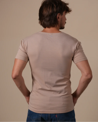 Alan Red NOV skin-tone men's T-shirt worn, back view