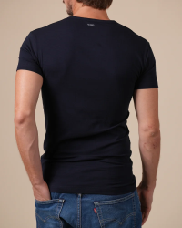 Alan Red Ottawa navy blue men's T-shirt worn, back view