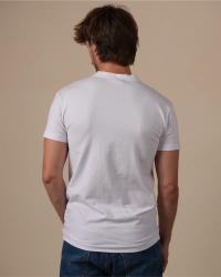 Alan Red Oakville white men's T-shirt worn, back view