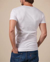 Alan Red Oklahoma white men's T-shirt worn, back view