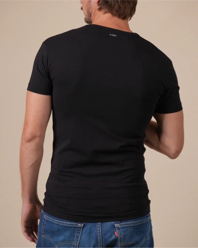 Alan Red Oakville black men's T-shirt worn, back view