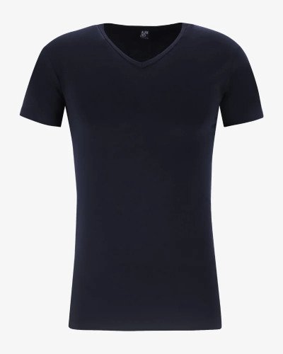 Alan Red Oklahoma navy blue men's V-neck T-shirt, front view