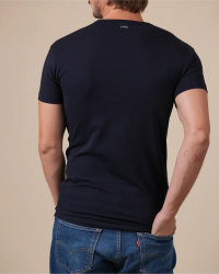 Alan Red Oakville navy blue men's T-shirt worn, back view