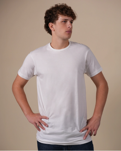 Alan Red Derby Long men's white crew-neck T-shirt