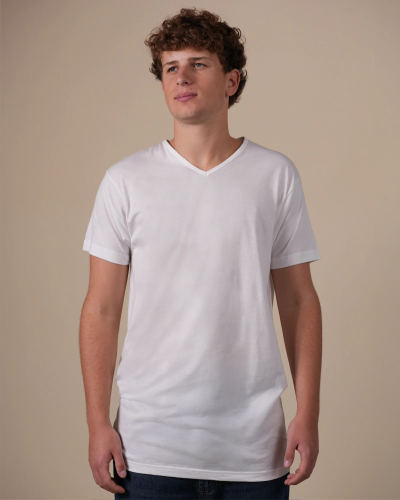 Alan Red Vermont Long men's white V-neck T-shirt