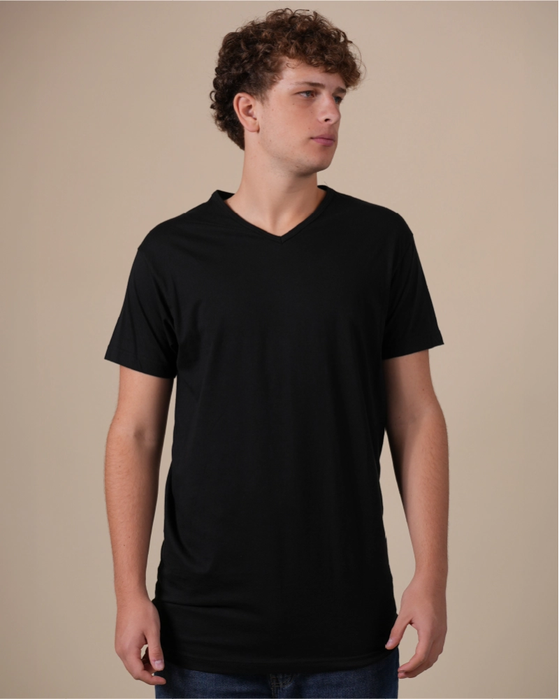 Alan Red Vermont Long men's black V-neck T-shirt